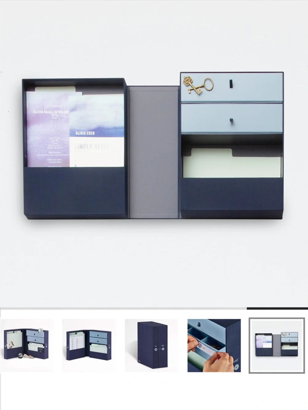 The Vault Navy Blue Document Organizer Box